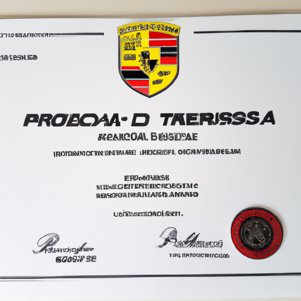 Certificado Parceiro Oficial Porsche
